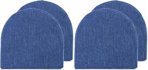 Navy blue memory foam chair pads four pack