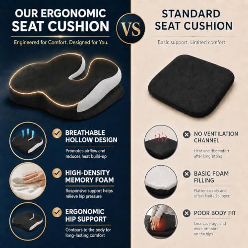 Ergonomic memory foam office chair cushion — photo 5