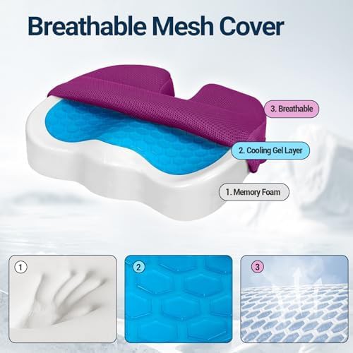 Purple gel memory foam travel cushion — photo 3