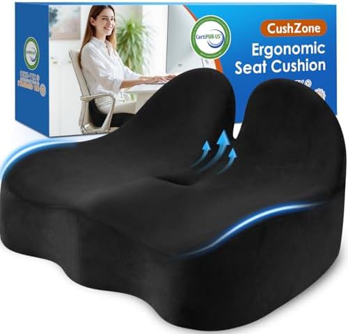 Ergonomic black seat cushion for sciatica