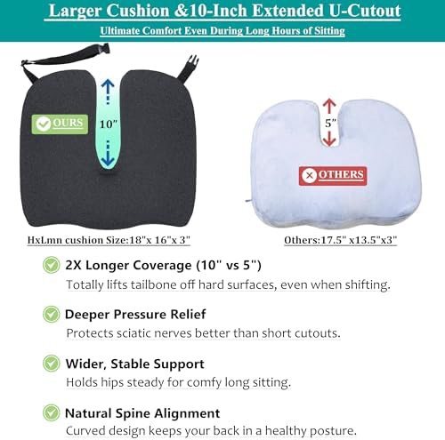 Extra thick gray memory foam seat cushion — photo 3