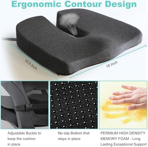 Extra thick gray memory foam seat cushion — photo 4