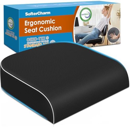 Large black memory foam seat pad