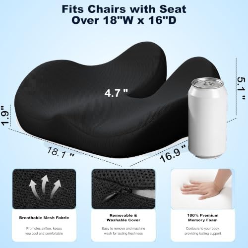 Black extra thick memory foam cushion — photo 2