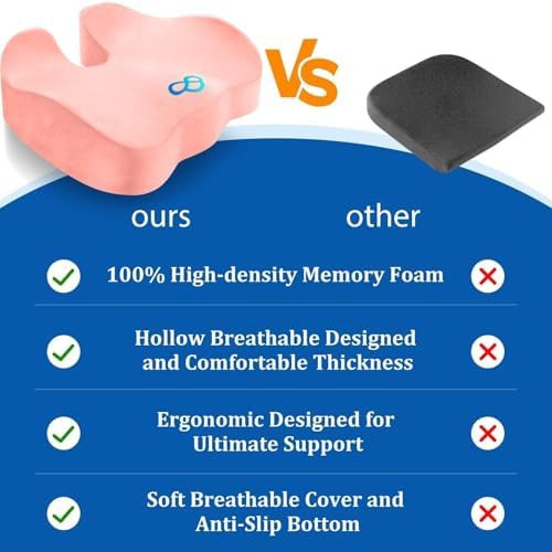 Pink gel memory foam tailbone cushion — photo 4