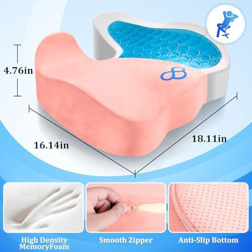 Pink gel memory foam tailbone cushion — photo 5