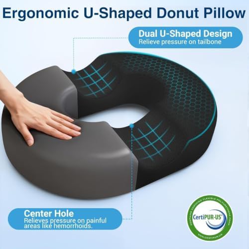Black tailbone support donut pillow — photo 5