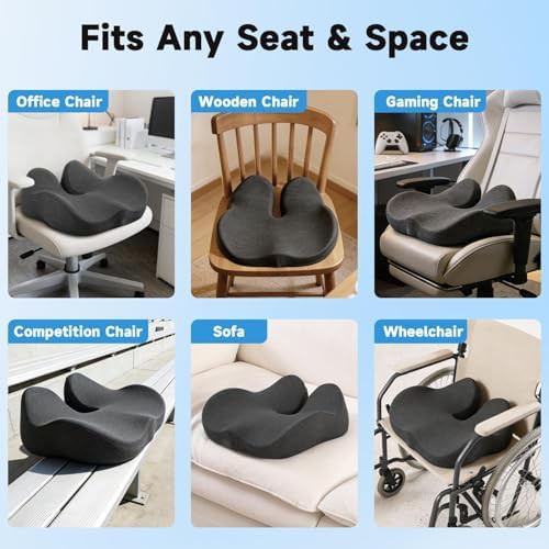 Large memory foam tailbone pressure relief cushion — photo 5