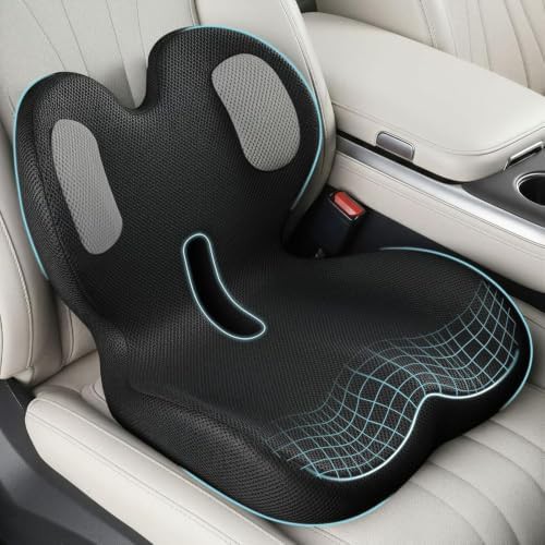 Trucker memory foam cushion with lumbar support