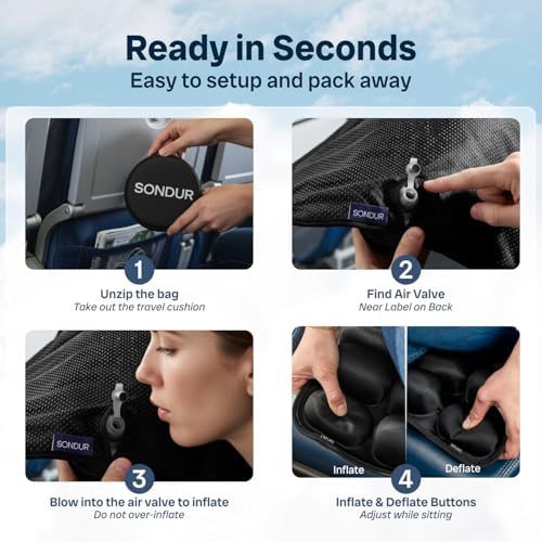 Inflatable airplane cushion with adjustable strap — photo 3