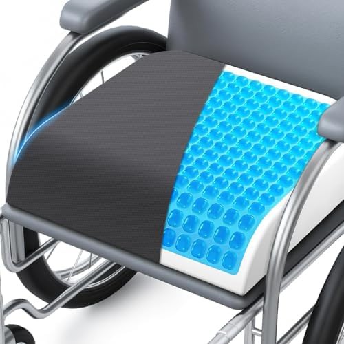 Gray wheelchair gel and memory foam cushion