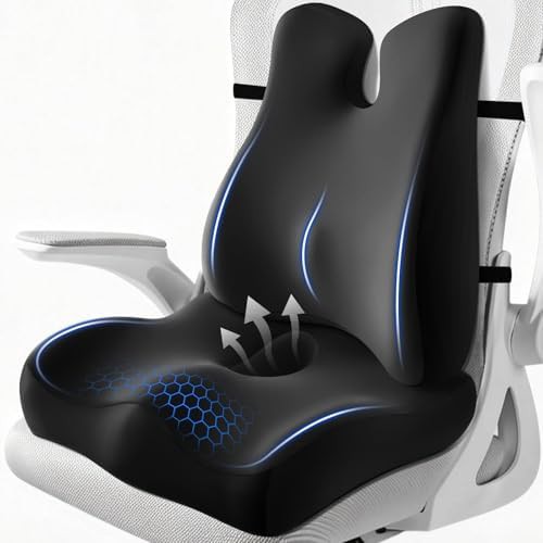 Black seat cushion with integrated back support