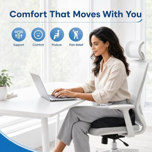 Black memory foam cushion for office — photo 3