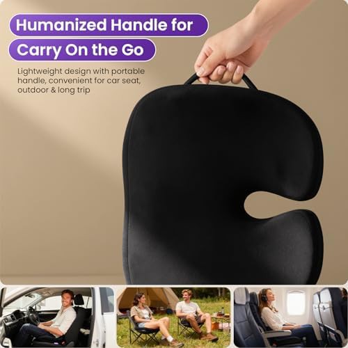Large black memory foam coccyx cushion — photo 3
