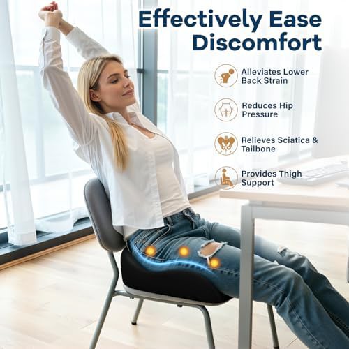 Ergonomic black memory foam seat pad — photo 3