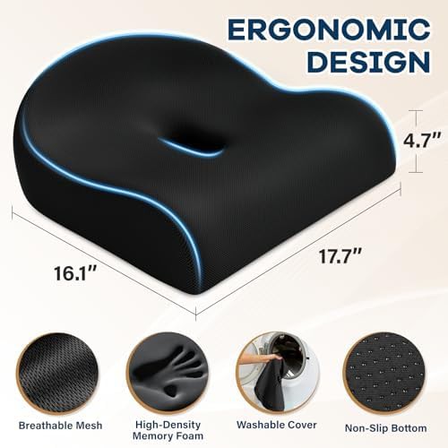 Ergonomic black memory foam seat pad — photo 5