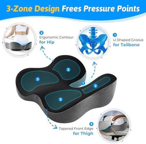 Black and gray ergonomic car cushion — photo 4