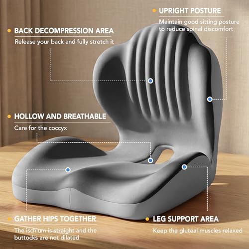 Ergonomic L-shaped seat cushion in grey — photo 5