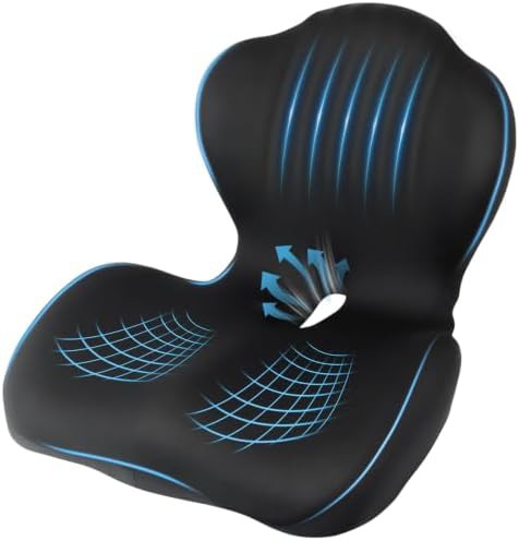 Car seat cushion with lumbar pillow