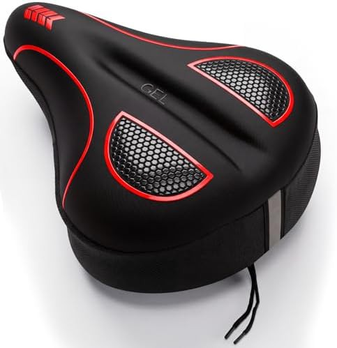 Red gel padded bike seat with drawstring