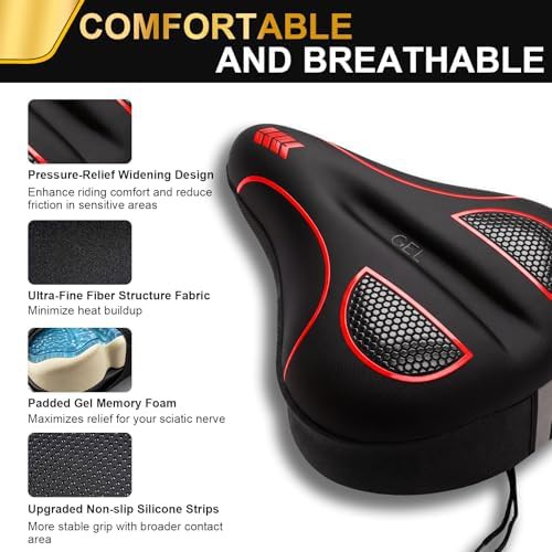 Red gel padded bike seat with drawstring — photo 3
