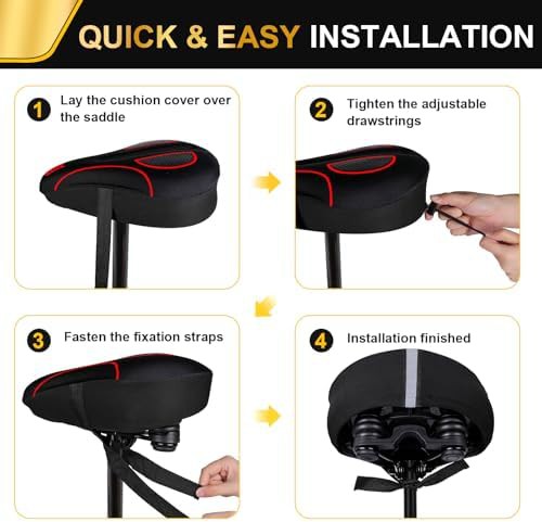 Red gel padded bike seat with drawstring — photo 4