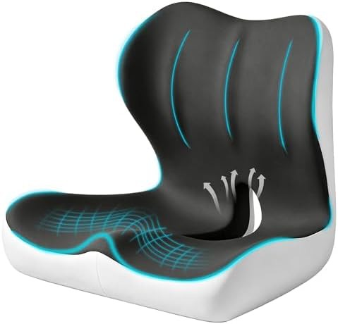 Extra large gray memory foam seat and lumbar set