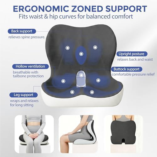 Extra large gray memory foam seat and lumbar set — photo 3