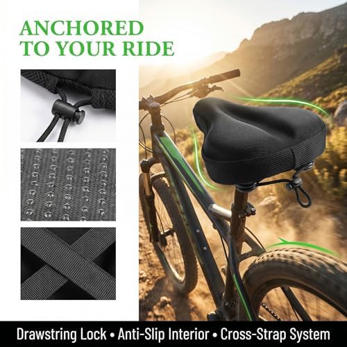 Black gel bike seat cover with rain protection — photo 3