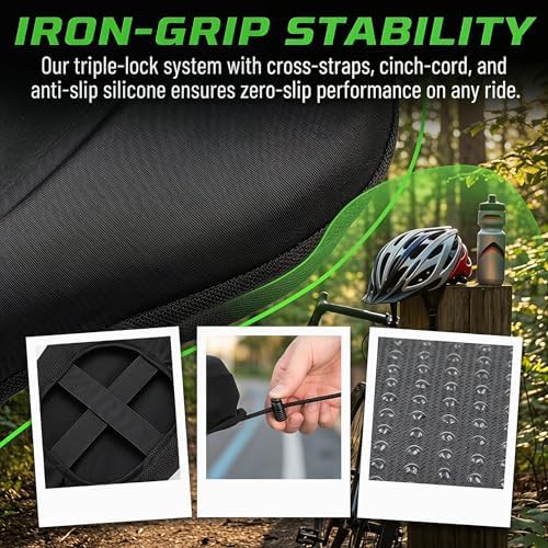 Black gel bike seat cover with rain protection — photo 4