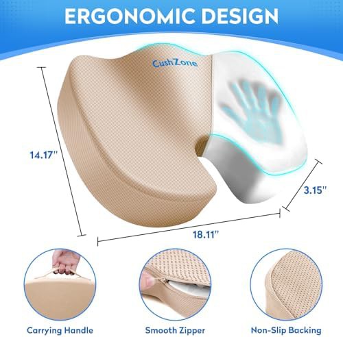 Khaki mesh memory foam seat cushion — photo 3