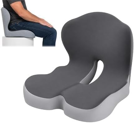 Memory foam L-shaped cushion in blackish gray