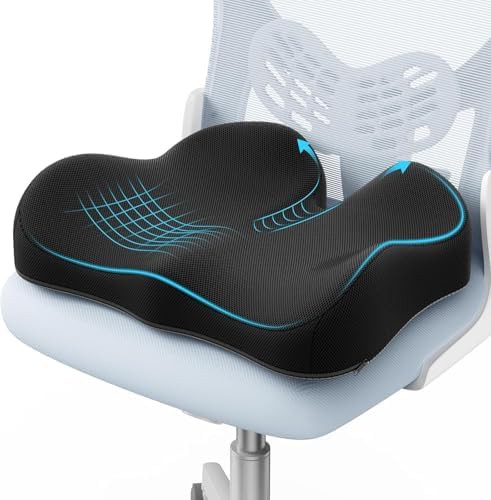 Ergonomic black non slip office chair cushion