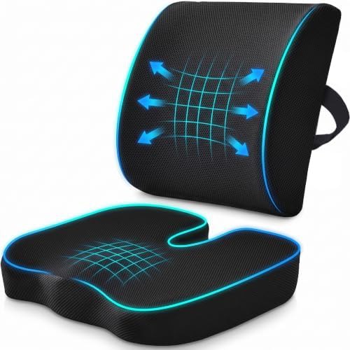Memory foam seat and lumbar support set