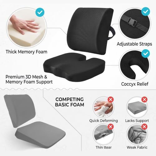 Memory foam seat and lumbar support set — photo 5