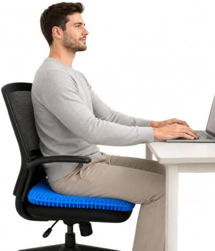 Thick blue gel ergonomic chair pad — photo 5