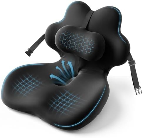 Office chair cushion with lumbar support