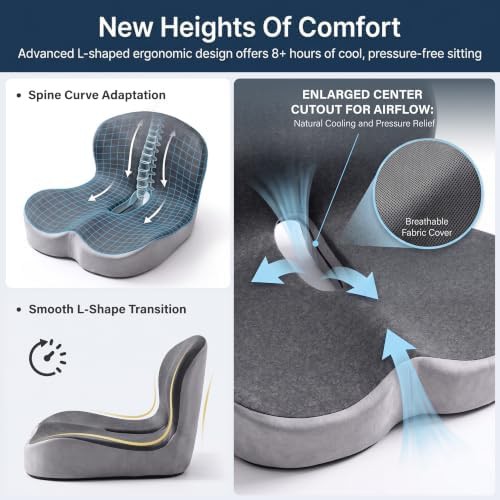 Extra large ergonomic seat cushion with lumbar support — photo 5