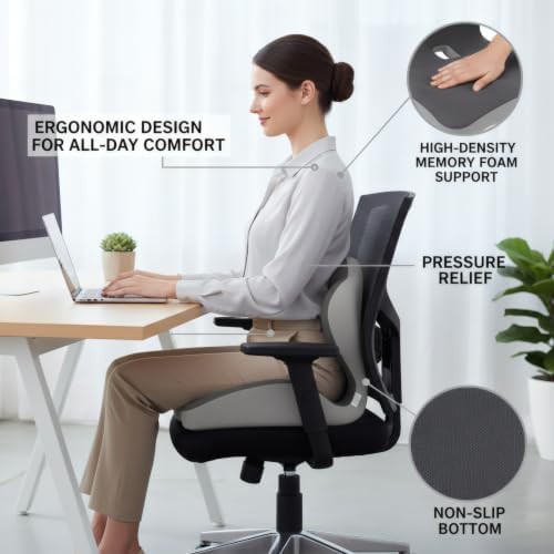 Gray L-shaped memory foam cushion for sciatica — photo 3