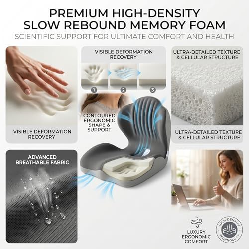 Gray L-shaped memory foam cushion for sciatica — photo 4