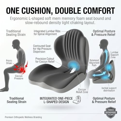 Gray L-shaped memory foam cushion for sciatica — photo 5