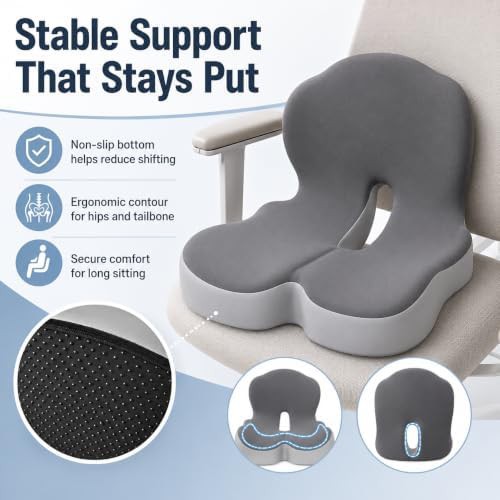 Orthopedic L-shaped lumbar support in black and gray — photo 3