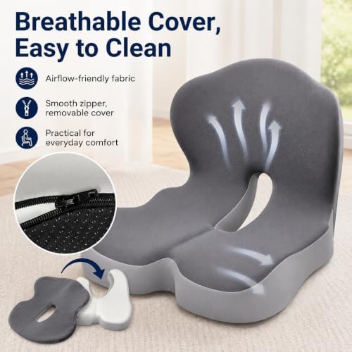 Orthopedic L-shaped lumbar support in black and gray — photo 4
