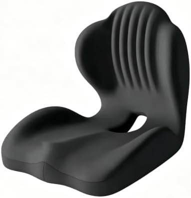Ergonomic L-shaped black office chair cushion