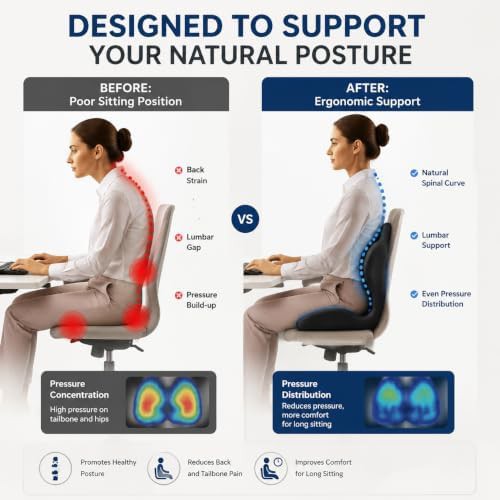 Ergonomic L-shaped black office chair cushion — photo 5