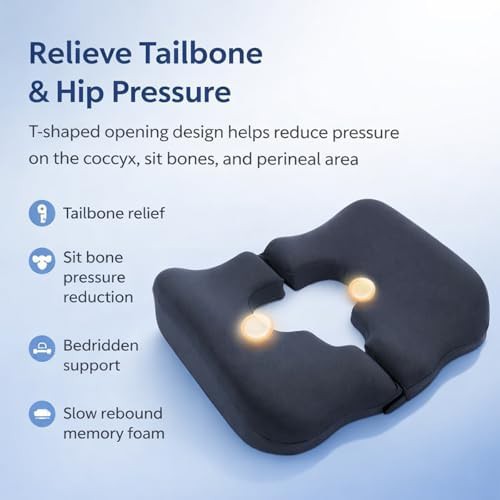 Black T-shaped tailbone support pillow — photo 4