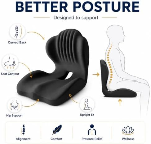 Contoured black tailbone pain relief pad — photo 4