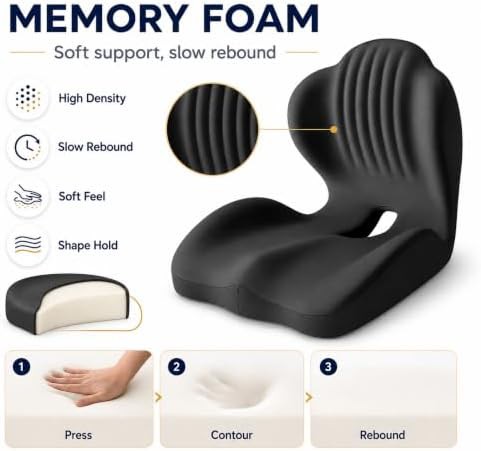 Contoured black tailbone pain relief pad — photo 5
